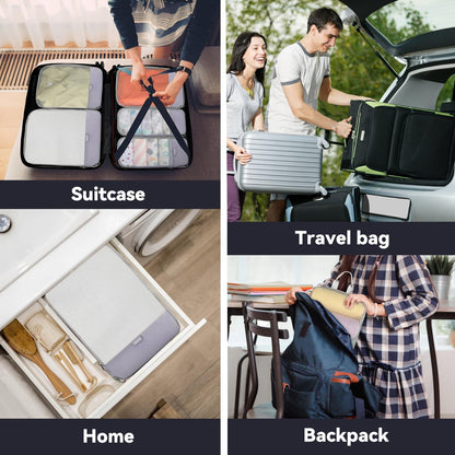 6 Set Compression Packing Cubes, Travel Accessories Expandable Packing Organizer Bags Set for Carry on Suitcase, Durable Luggage Packing Cubes for Travel Essentials, Black