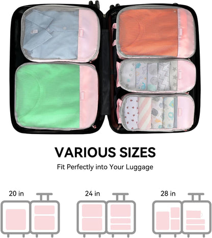 6 Set Compression Packing Cubes, Travel Accessories Expandable Packing Organizer Bags Set for Carry on Suitcase, Durable Luggage Packing Cubes for Travel Essentials, Black