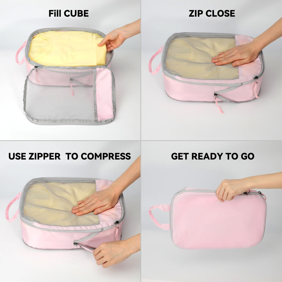 6 Set Compression Packing Cubes, Travel Accessories Expandable Packing Organizer Bags Set for Carry on Suitcase, Durable Luggage Packing Cubes for Travel Essentials, Black