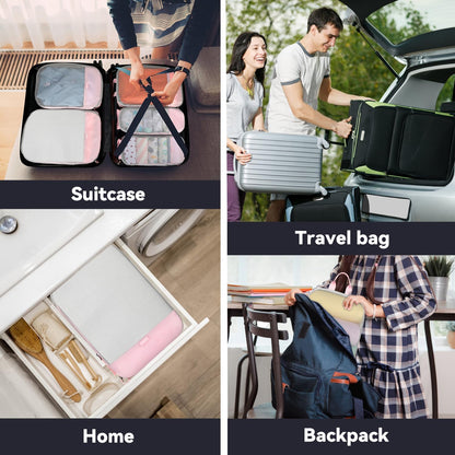 6 Set Compression Packing Cubes, Travel Accessories Expandable Packing Organizer Bags Set for Carry on Suitcase, Durable Luggage Packing Cubes for Travel Essentials, Black
