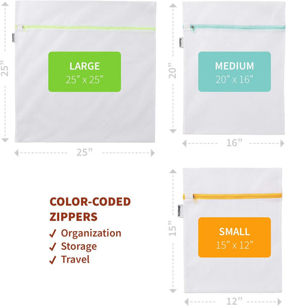 Mesh Laundry Bag for Delicates, Wash Bags for Underwear and Lingerie, Makeup Organizer Bag (1 Medium, 1 Small)