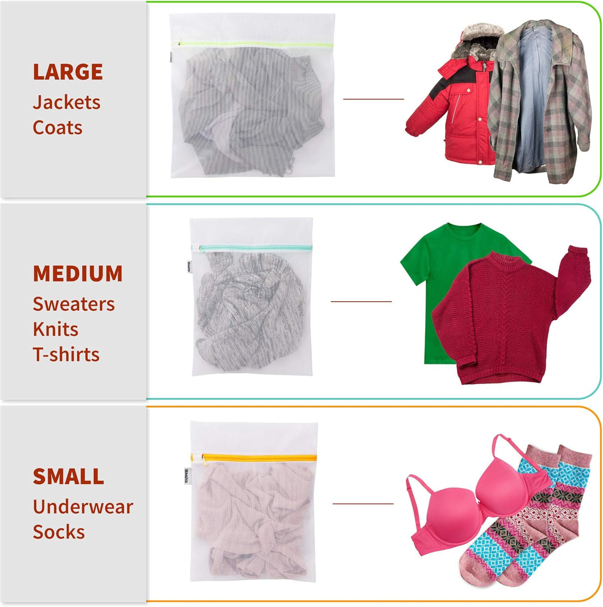 Mesh Laundry Bag for Delicates, Wash Bags for Underwear and Lingerie, Makeup Organizer Bag (1 Medium, 1 Small)