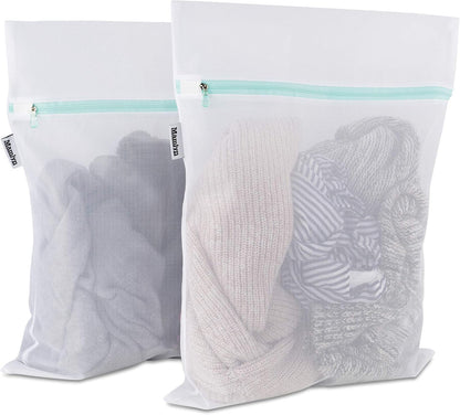 Mesh Laundry Bag for Delicates, Wash Bags for Underwear and Lingerie, Makeup Organizer Bag (1 Medium, 1 Small)