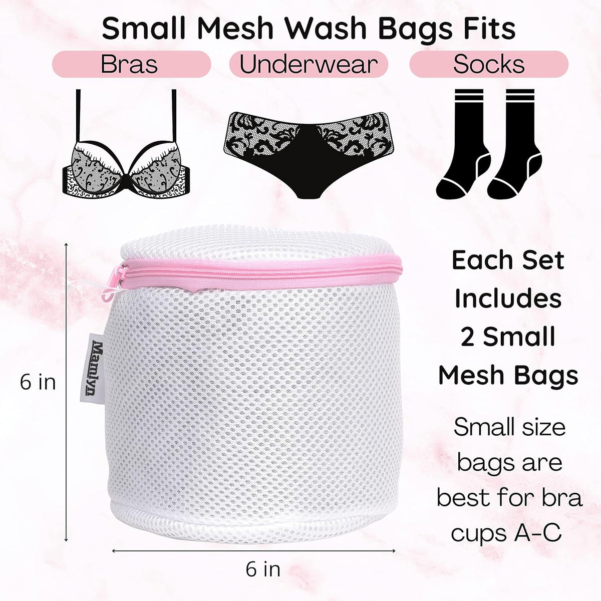Mesh Laundry Bag for Delicates, Wash Bags for Underwear and Lingerie, Makeup Organizer Bag (1 Medium, 1 Small)