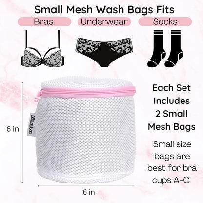 Mesh Laundry Bag for Delicates, Wash Bags for Underwear and Lingerie, Makeup Organizer Bag (1 Medium, 1 Small)