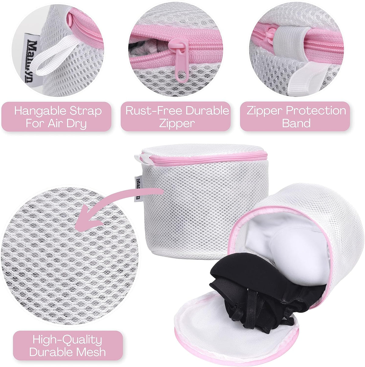 Mesh Laundry Bag for Delicates, Wash Bags for Underwear and Lingerie, Makeup Organizer Bag (1 Medium, 1 Small)