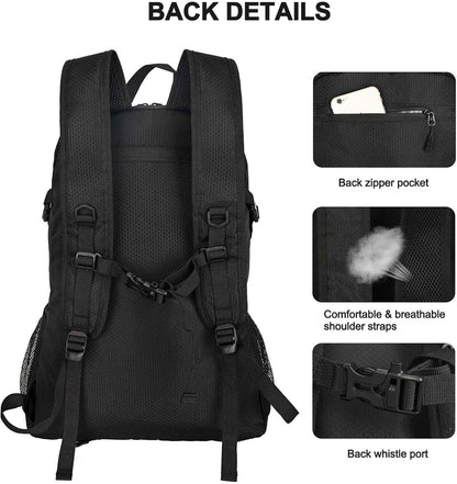 Goloni 45L Hiking Backpack Lightweight Foldable, Waterproof Camping Backpack with Rain Cover & Hiking Pole Mat Carrying System, Ergonomic Water Resistant Daypack for Trekking Travel Men Women Rose