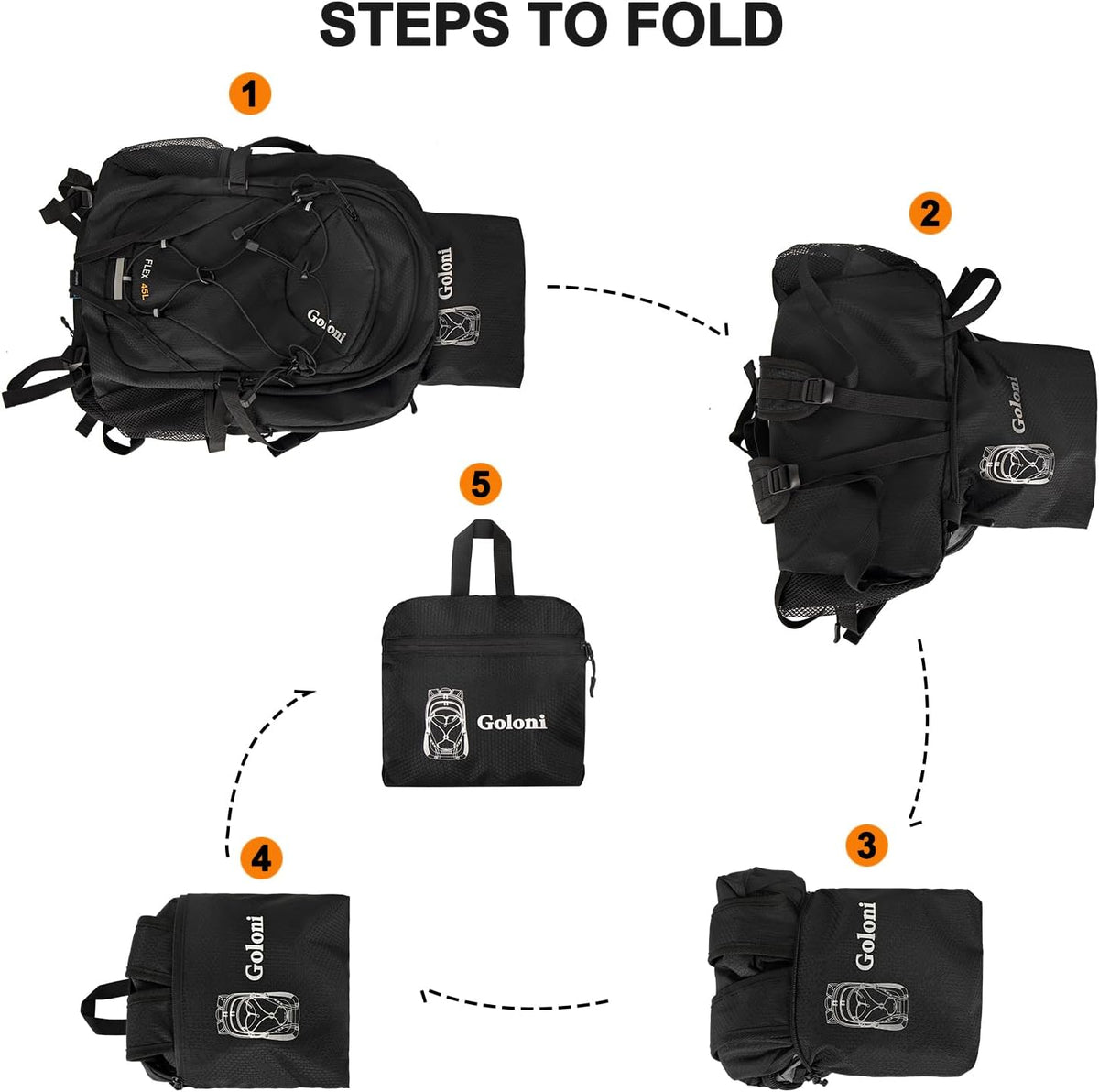 Goloni 45L Hiking Backpack Lightweight Foldable, Waterproof Camping Backpack with Rain Cover & Hiking Pole Mat Carrying System, Ergonomic Water Resistant Daypack for Trekking Travel Men Women Rose