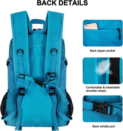 Goloni 45L Hiking Backpack Lightweight Foldable, Waterproof Camping Backpack with Rain Cover & Hiking Pole Mat Carrying System, Ergonomic Water Resistant Daypack for Trekking Travel Men Women Rose