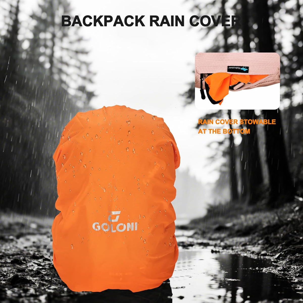 Goloni 45L Hiking Backpack Lightweight Foldable, Waterproof Camping Backpack with Rain Cover & Hiking Pole Mat Carrying System, Ergonomic Water Resistant Daypack for Trekking Travel Men Women Rose