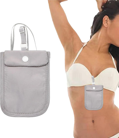 Invisible Washable Bra Bag – Small Storage Pouch, Nylon Underwear Holder | Ultra-Thin Travel Bag for Women, Close-Fitting Coin and Card Organizer, Convenient Hidden Design, Lightweight Portable