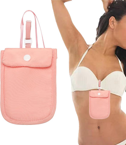 Invisible Washable Bra Bag – Small Storage Pouch, Nylon Underwear Holder | Ultra-Thin Travel Bag for Women, Close-Fitting Coin and Card Organizer, Convenient Hidden Design, Lightweight Portable