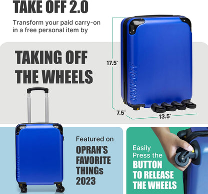 TAKE OFF Personal Item Suitcase 4.0 with Removable Wheels | Fits Spirit, Frontier & Allegiant 18x14x8 Sizer | Hardshell, TSA Lock, Under Seat Carry-On