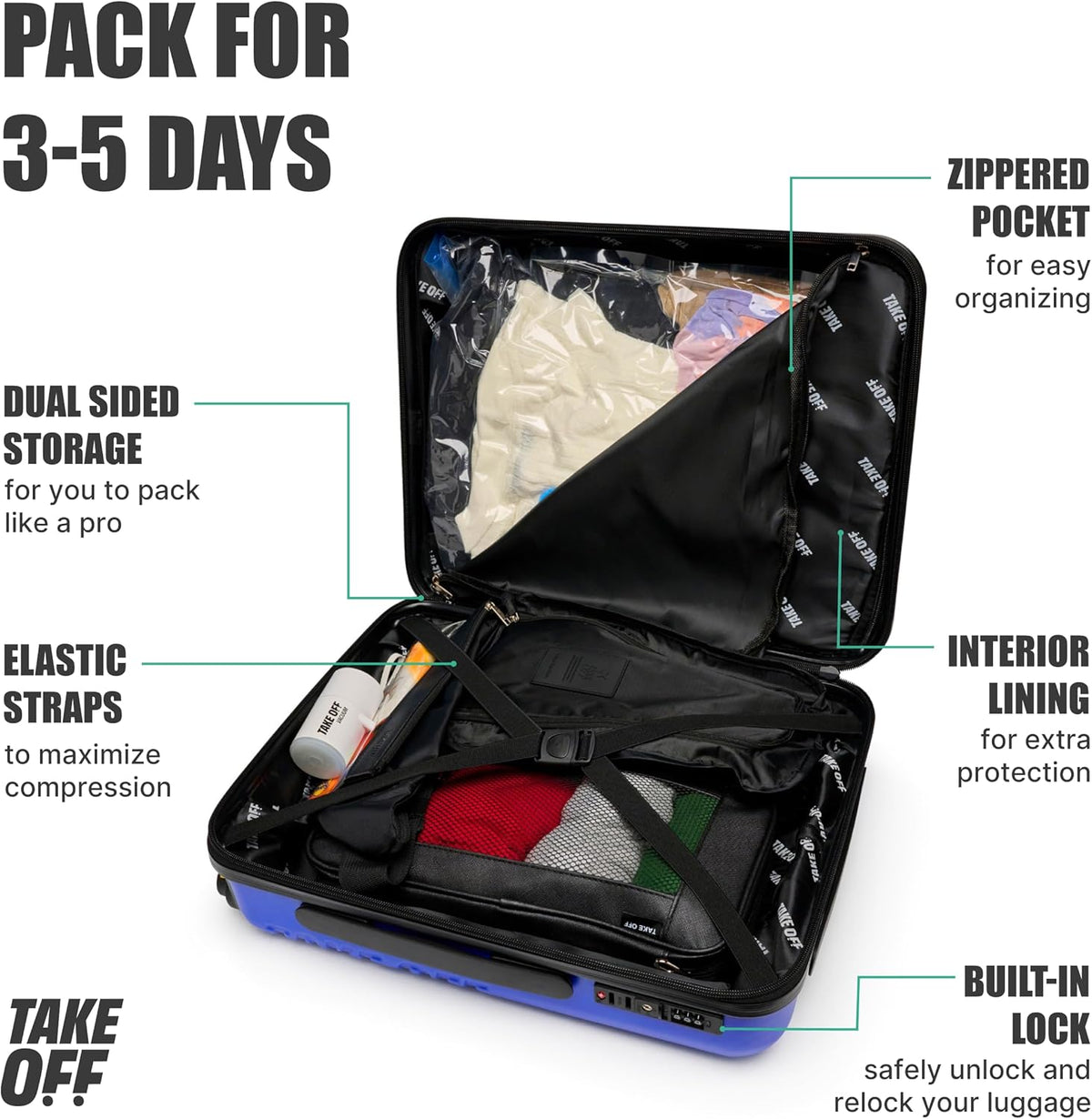 TAKE OFF Personal Item Suitcase 4.0 with Removable Wheels | Fits Spirit, Frontier & Allegiant 18x14x8 Sizer | Hardshell, TSA Lock, Under Seat Carry-On
