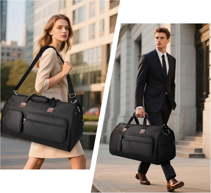 56L Convertible Garment Duffle Bag for Travel - Carry On Garment Bags with Shoe Compartment, Foldable Suit case for Business Trips, Weekends & Formal Occasions