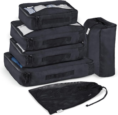 5 Piece Packing Cubes for Travel in Sizes (X-Large, Large, Medium, Small) | Organizers for Suitcases, Carry Ons, Duffle Bags, Backpacks, Moving | Bonus Laundry Bag
