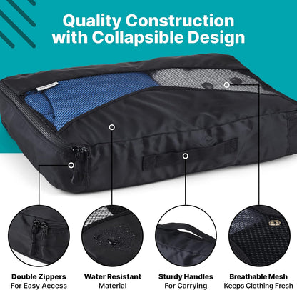 5 Piece Packing Cubes for Travel in Sizes (X-Large, Large, Medium, Small) | Organizers for Suitcases, Carry Ons, Duffle Bags, Backpacks, Moving | Bonus Laundry Bag
