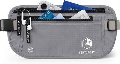 Money Belt for Travel – Slim Hidden Under-Clothes RFID Blocking Anti-Theft Passport Holder & Travel Wallet Pouch for Men & Women to Protect Cash, Cards & Documents (Black)