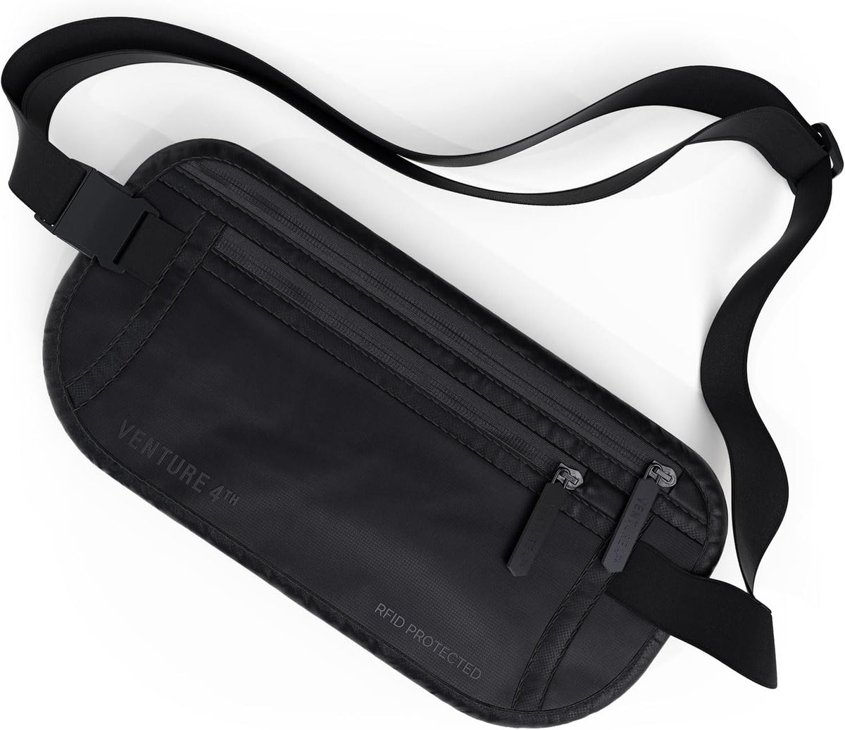 Money Belt for Travel – Slim Hidden Under-Clothes RFID Blocking Anti-Theft Passport Holder & Travel Wallet Pouch for Men & Women to Protect Cash, Cards & Documents (Black)