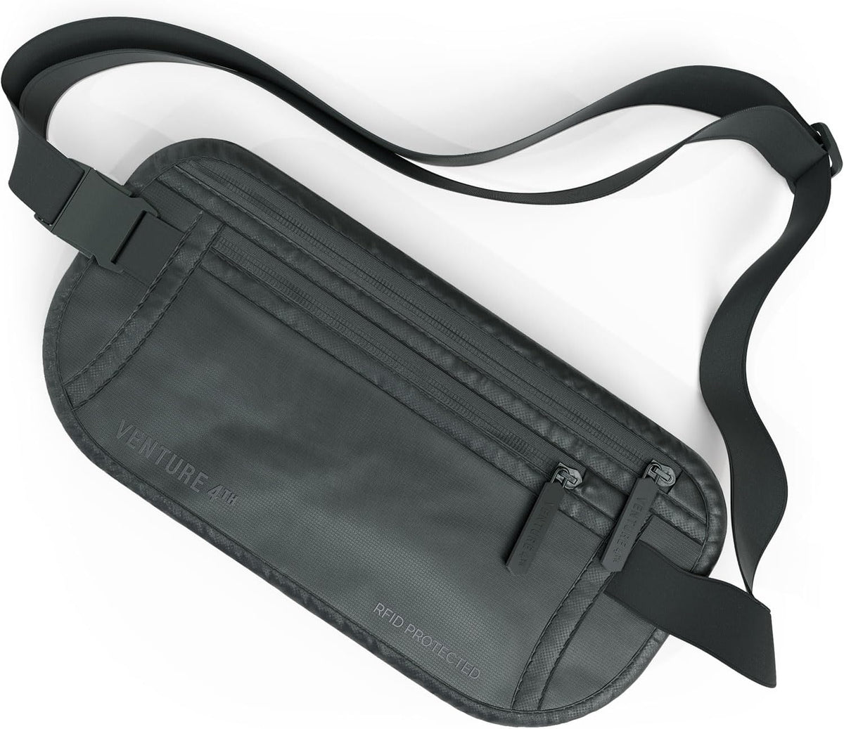 Money Belt for Travel – Slim Hidden Under-Clothes RFID Blocking Anti-Theft Passport Holder & Travel Wallet Pouch for Men & Women to Protect Cash, Cards & Documents (Black)