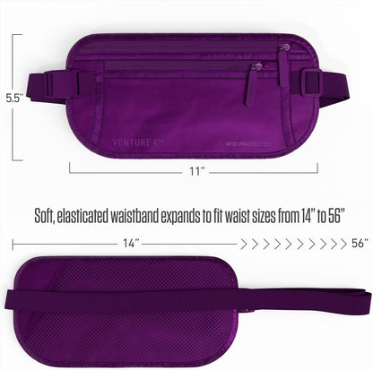 Money Belt for Travel – Slim Hidden Under-Clothes RFID Blocking Anti-Theft Passport Holder & Travel Wallet Pouch for Men & Women to Protect Cash, Cards & Documents (Black)