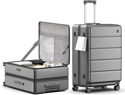 Expandable 20Inch Carry On Luggage Airline Approved - Top Opening Hardside Travel Suitcase Unbreakable -with Cup Holder,USB Charge,Side Pothook, 360°Spinner Wheels, TSA Lock-Wine Red