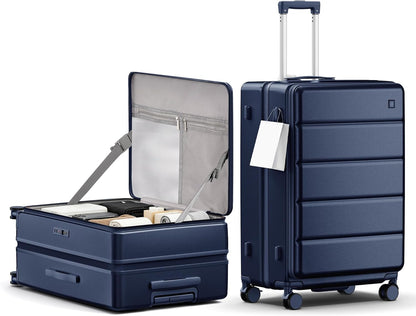 Expandable 20Inch Carry On Luggage Airline Approved - Top Opening Hardside Travel Suitcase Unbreakable -with Cup Holder,USB Charge,Side Pothook, 360°Spinner Wheels, TSA Lock-Wine Red