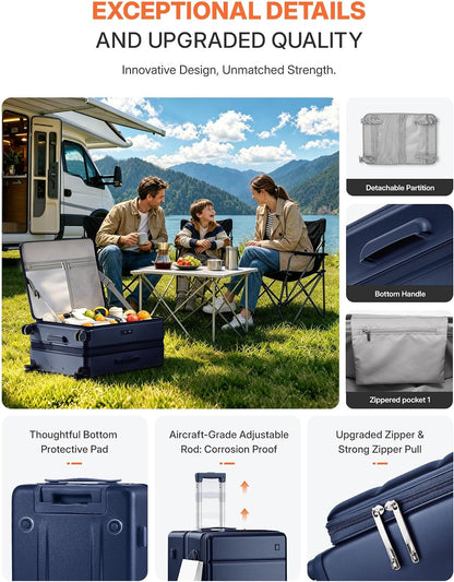 Expandable 20Inch Carry On Luggage Airline Approved - Top Opening Hardside Travel Suitcase Unbreakable -with Cup Holder,USB Charge,Side Pothook, 360°Spinner Wheels, TSA Lock-Wine Red
