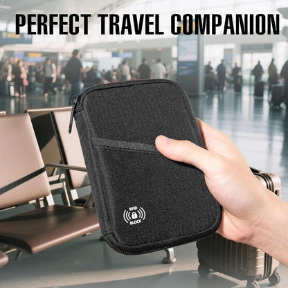 Passport Holder & Travel Wallet with RFID Blocking - Premium Document Organizer Case for Men and Women - Multiple Card Slots, Holds Passports, Cards, Tickets, ID, Cash Holder(Black)