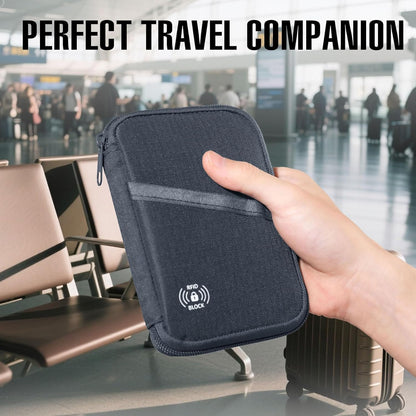Passport Holder & Travel Wallet with RFID Blocking - Premium Document Organizer Case for Men and Women - Multiple Card Slots, Holds Passports, Cards, Tickets, ID, Cash Holder(Black)