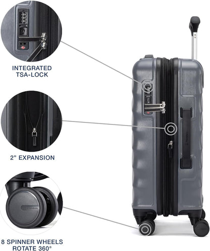Maxlite Air V2 Hardside Expandable Carry on Luggage, 8 Spinner Wheels, Lightweight Hard Shell Suitcase, TSA lock, Slate Green, Compact Carry On 19-Inch