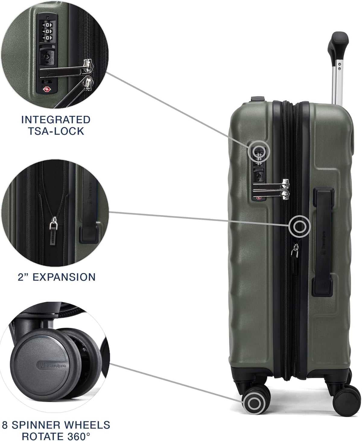 Maxlite Air V2 Hardside Expandable Carry on Luggage, 8 Spinner Wheels, Lightweight Hard Shell Suitcase, TSA lock, Slate Green, Compact Carry On 19-Inch
