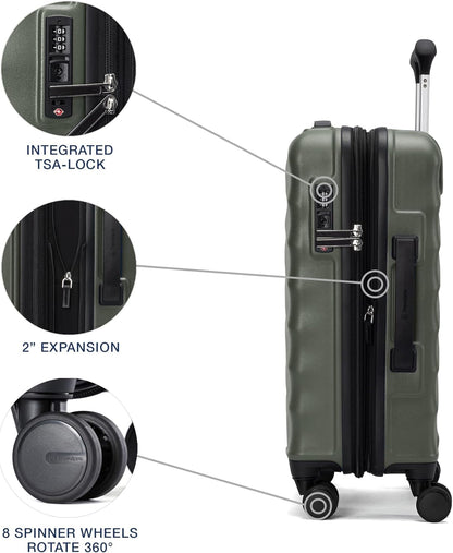 Maxlite Air V2 Hardside Expandable Carry on Luggage, 8 Spinner Wheels, Lightweight Hard Shell Suitcase, TSA lock, Slate Green, Compact Carry On 19-Inch
