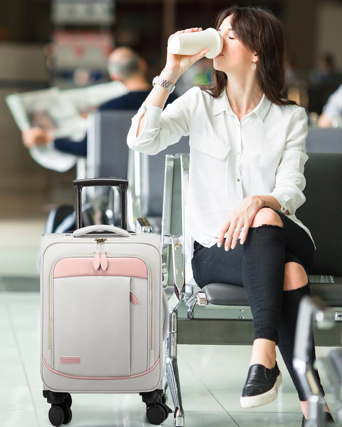 4 Pcs Carry On Luggage 22x14x9 Airline Approved 20 Inch Underseat Carry on Suitcase for Women Men Softside Travel Luggage with Spinner Wheels and TSA Lock