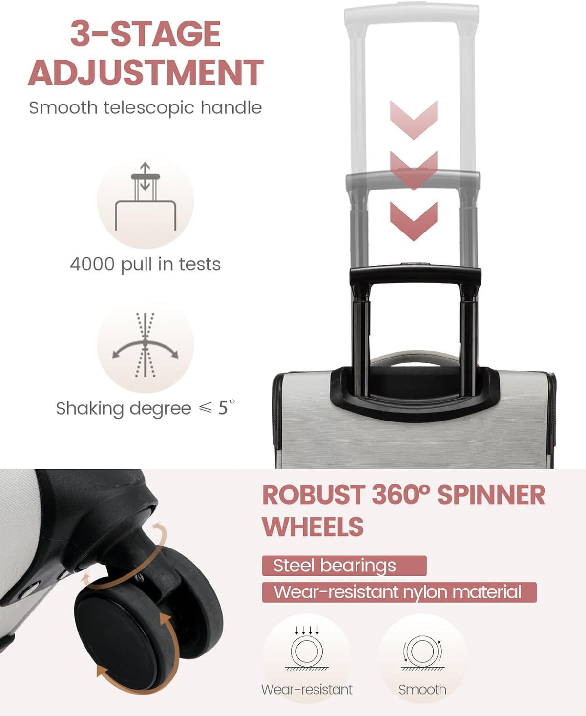 4 Pcs Carry On Luggage 22x14x9 Airline Approved 20 Inch Underseat Carry on Suitcase for Women Men Softside Travel Luggage with Spinner Wheels and TSA Lock