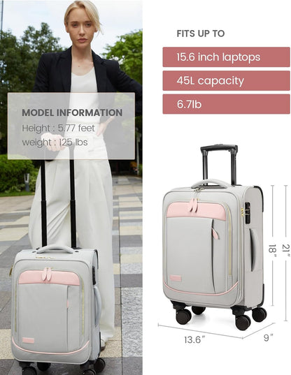 4 Pcs Carry On Luggage 22x14x9 Airline Approved 20 Inch Underseat Carry on Suitcase for Women Men Softside Travel Luggage with Spinner Wheels and TSA Lock