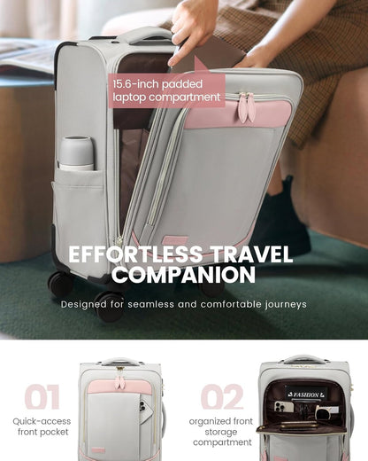 4 Pcs Carry On Luggage 22x14x9 Airline Approved 20 Inch Underseat Carry on Suitcase for Women Men Softside Travel Luggage with Spinner Wheels and TSA Lock