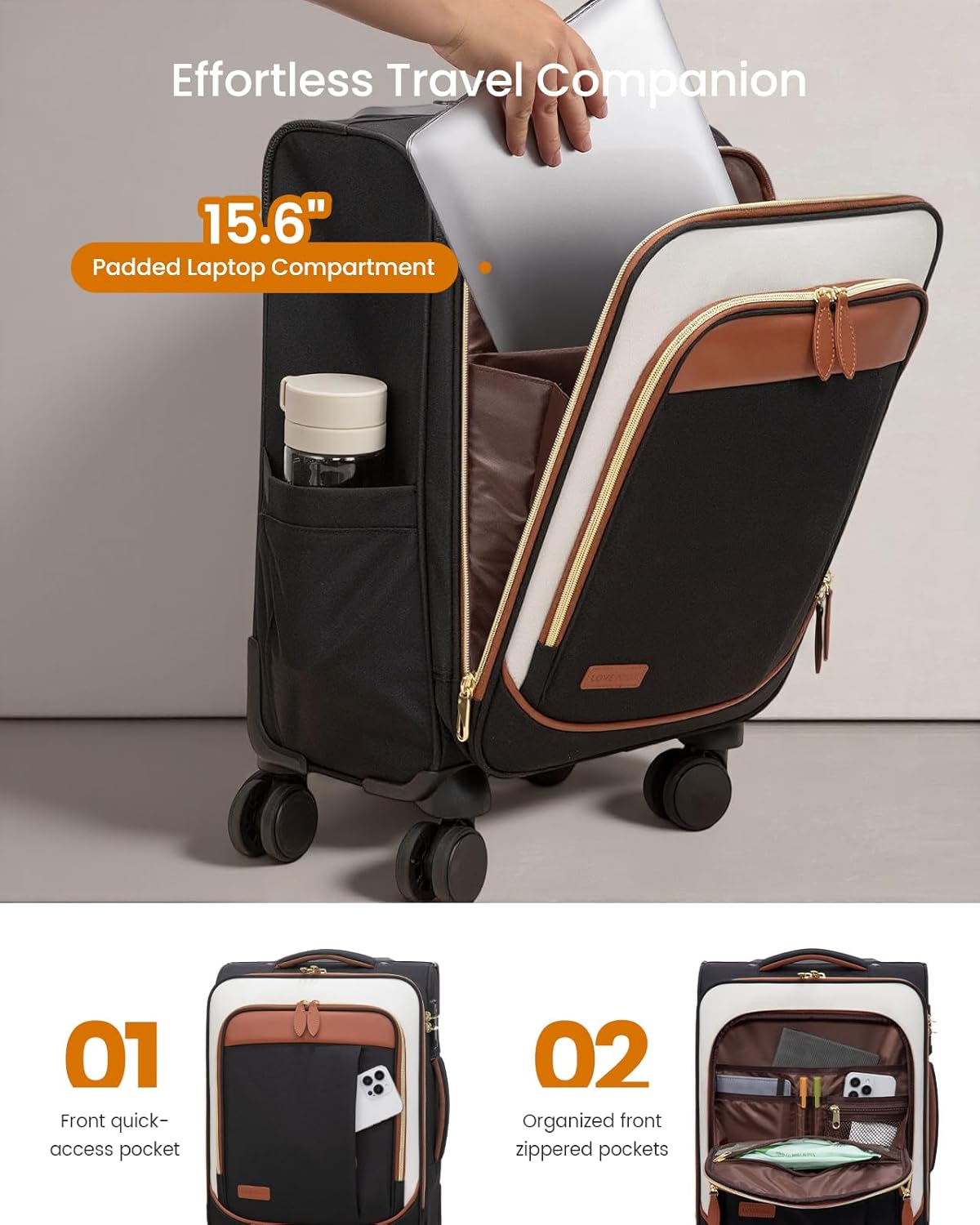 4 Pcs Carry On Luggage 22x14x9 Airline Approved 20 Inch Underseat Carry on Suitcase for Women Men Softside Travel Luggage with Spinner Wheels and TSA Lock