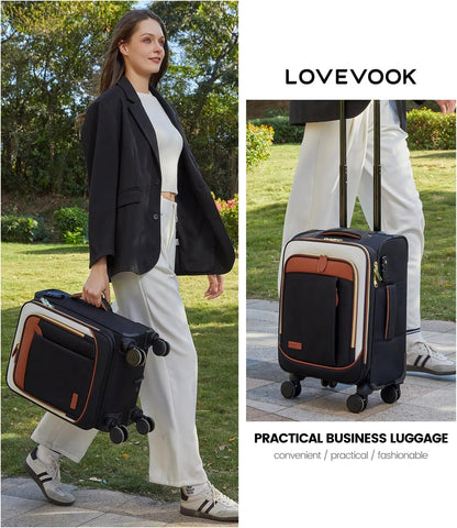 4 Pcs Carry On Luggage 22x14x9 Airline Approved 20 Inch Underseat Carry on Suitcase for Women Men Softside Travel Luggage with Spinner Wheels and TSA Lock