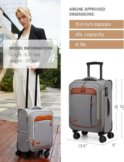 4 Pcs Carry On Luggage 22x14x9 Airline Approved 20 Inch Underseat Carry on Suitcase for Women Men Softside Travel Luggage with Spinner Wheels and TSA Lock