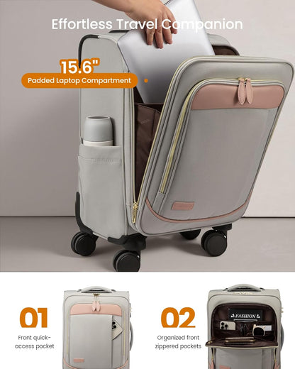 4 Pcs Carry On Luggage 22x14x9 Airline Approved 20 Inch Underseat Carry on Suitcase for Women Men Softside Travel Luggage with Spinner Wheels and TSA Lock