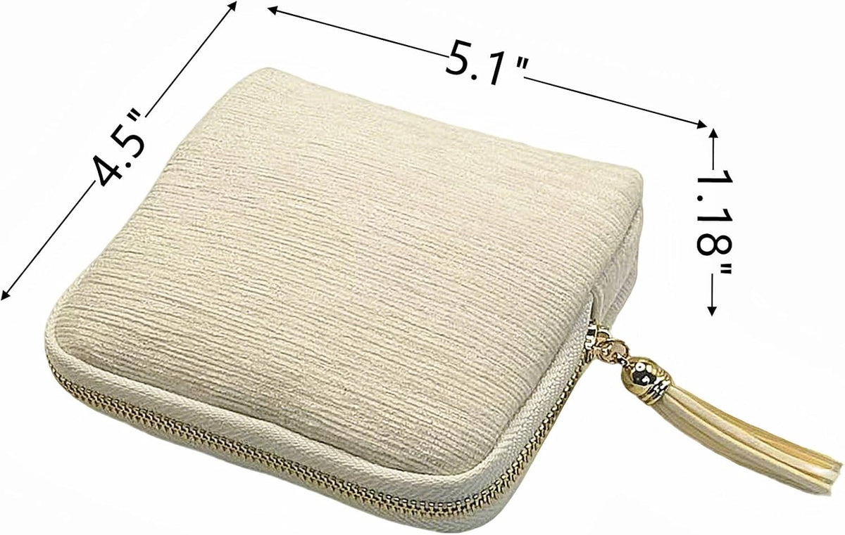 Small Travel Jewelry Case - Jewelry Travel Organizer Bag with Tassel Zipper for Bracelets, Necklaces, Bangles, Jewelry Organizer Storage Bag Gift for Women Girls - LJB001-Olive Green