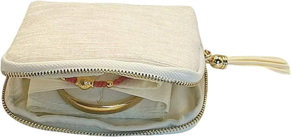 Small Travel Jewelry Case - Jewelry Travel Organizer Bag with Tassel Zipper for Bracelets, Necklaces, Bangles, Jewelry Organizer Storage Bag Gift for Women Girls - LJB001-Olive Green
