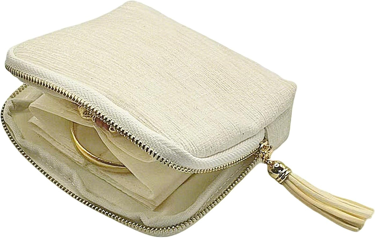 Small Travel Jewelry Case - Jewelry Travel Organizer Bag with Tassel Zipper for Bracelets, Necklaces, Bangles, Jewelry Organizer Storage Bag Gift for Women Girls - LJB001-Olive Green