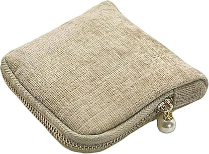 Small Travel Jewelry Case - Jewelry Travel Organizer Bag with Tassel Zipper for Bracelets, Necklaces, Bangles, Jewelry Organizer Storage Bag Gift for Women Girls - LJB001-Olive Green