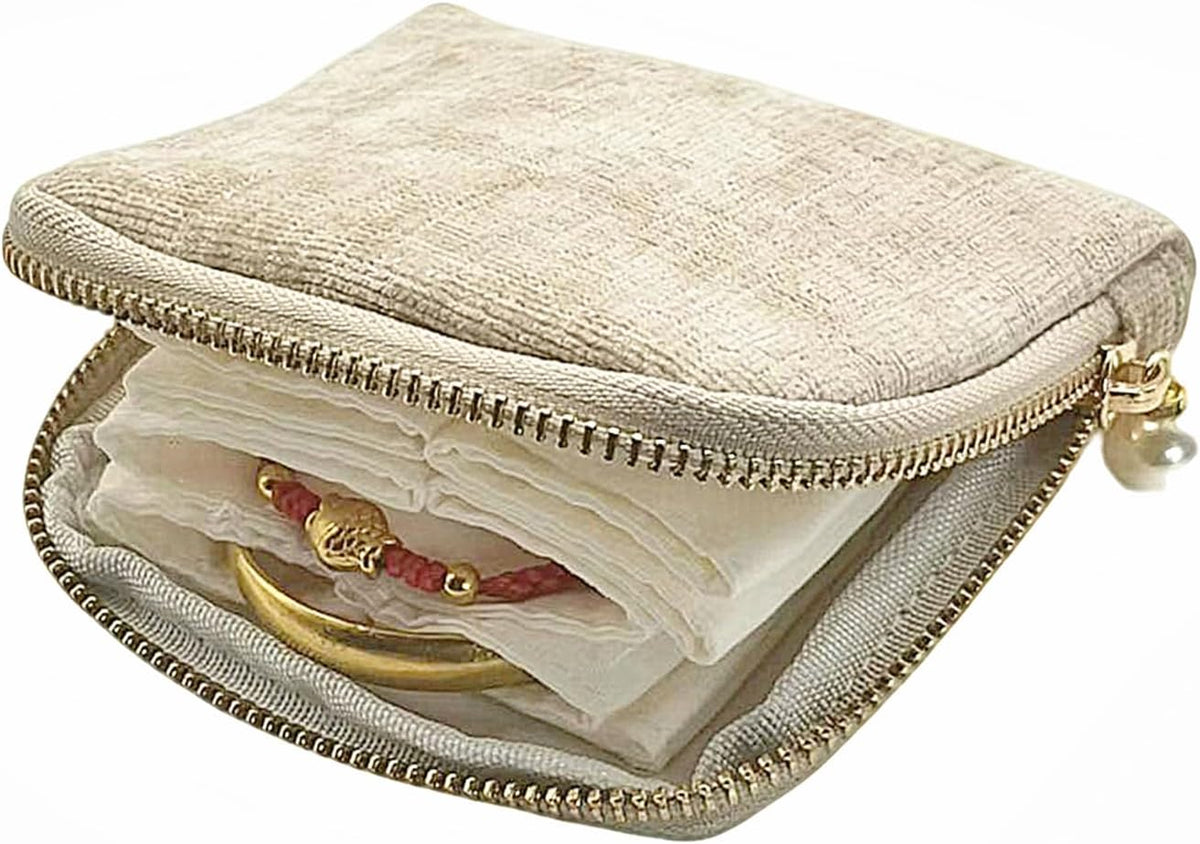 Small Travel Jewelry Case - Jewelry Travel Organizer Bag with Tassel Zipper for Bracelets, Necklaces, Bangles, Jewelry Organizer Storage Bag Gift for Women Girls - LJB001-Olive Green