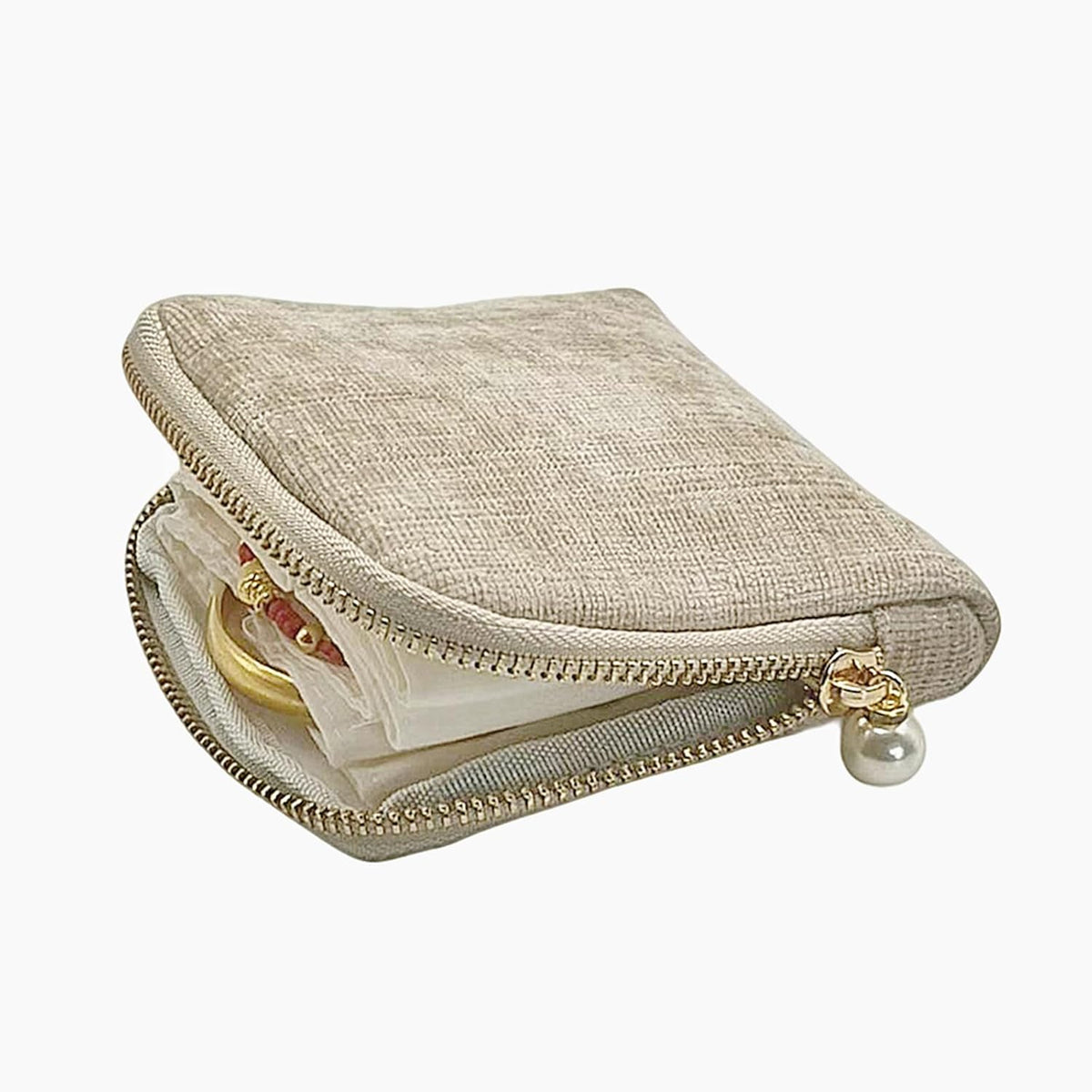 Small Travel Jewelry Case - Jewelry Travel Organizer Bag with Tassel Zipper for Bracelets, Necklaces, Bangles, Jewelry Organizer Storage Bag Gift for Women Girls - LJB001-Olive Green