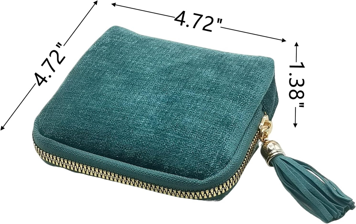 Small Travel Jewelry Case - Jewelry Travel Organizer Bag with Tassel Zipper for Bracelets, Necklaces, Bangles, Jewelry Organizer Storage Bag Gift for Women Girls - LJB001-Olive Green
