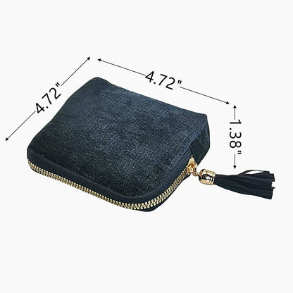Small Travel Jewelry Case - Jewelry Travel Organizer Bag with Tassel Zipper for Bracelets, Necklaces, Bangles, Jewelry Organizer Storage Bag Gift for Women Girls - LJB001-Olive Green