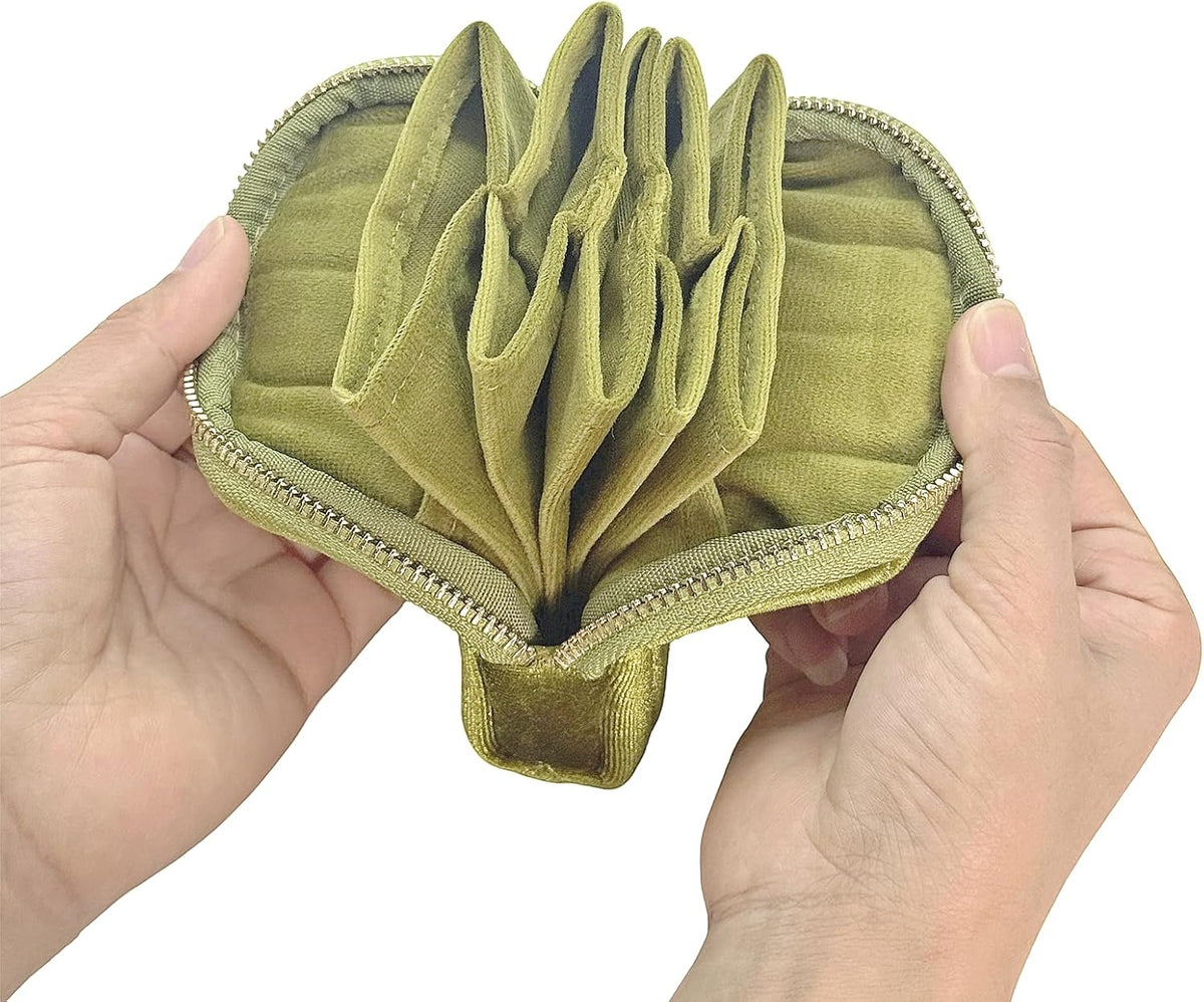 Small Travel Jewelry Case - Jewelry Travel Organizer Bag with Tassel Zipper for Bracelets, Necklaces, Bangles, Jewelry Organizer Storage Bag Gift for Women Girls - LJB001-Olive Green